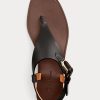 Schwarze Ralph Lauren Delancie Welington Kalbsledersandalen für Damen