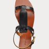 Schwarze Ralph Lauren Dyllon Sandalen aus brüniertem Kalbsleder für Damen