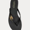 Schwarze Ralph Lauren Emalia Zehentrenner aus Nappaleder für Damen