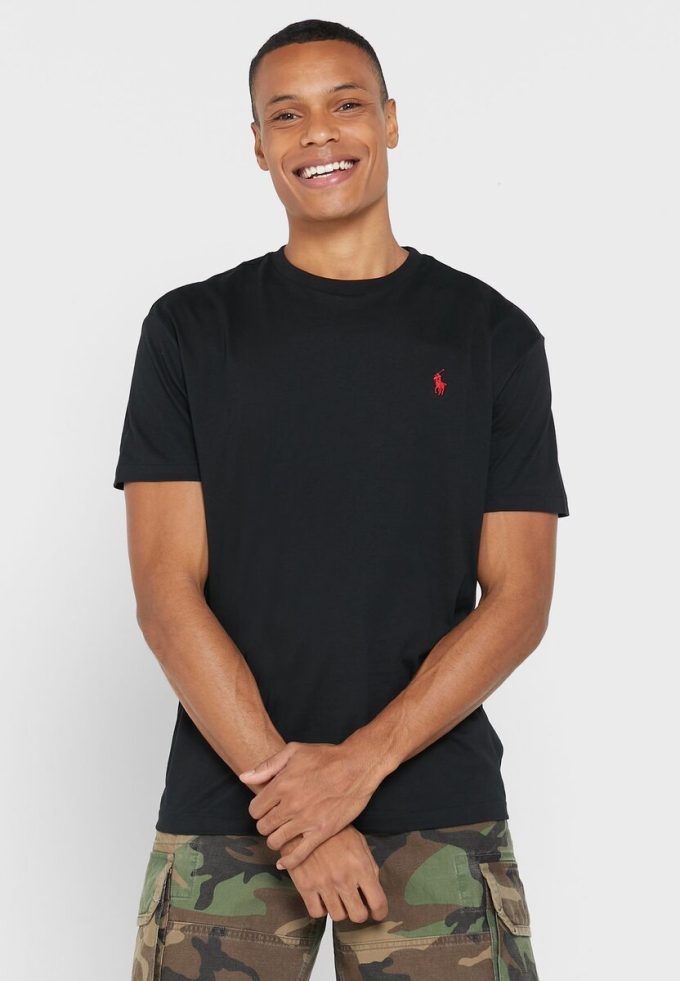 Schwarze Ralph Lauren Essential T-Shirts mit Rundhalsausschnitt für Herren