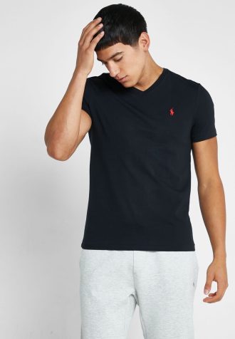 Schwarze Ralph Lauren Essential T-Shirts mit V-Ausschnitt für Herren
