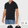Schwarze Ralph Lauren Essential T-Shirts mit V-Ausschnitt im 2er-Pack für Herren