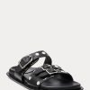 Schwarze Ralph Lauren Ezra Sandalen aus Lammleder mit Nieten für Damen