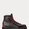 Schwarze Ralph Lauren Fidel Stiefel aus brüniertem Kalbsleder für Herren