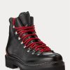 Schwarze Ralph Lauren Fidel Stiefel aus brüniertem Kalbsleder für Herren