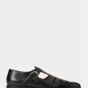 Schwarze Ralph Lauren Fischersandalen aus brüniertem Kalbsleder für Herren