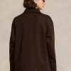 Schwarze Ralph Lauren Fleece-Tunika-Sweatshirts mit Viertelreißverschluss für Damen