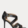 Schwarze Ralph Lauren Gisella Heels aus brüniertem Leder für Damen