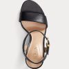 Schwarze Ralph Lauren Gwen Sandalen aus brüniertem Leder für Damen