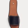 Schwarze Ralph Lauren Hausschuhe aus Vachetta-Leder für Damen
