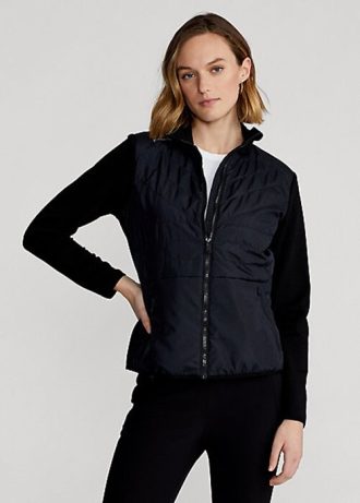 Schwarze Ralph Lauren Hybrid-Jacken mit durchgehendem Reißverschluss für Damen