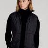 Schwarze Ralph Lauren Hybrid-Weste mit Stehkragen und Reißverschluss für Damen