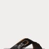 Schwarze Ralph Lauren Jacie Kalbsleder-Steigbügelsandalen für Damen