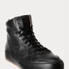 Schwarze Ralph Lauren Jaemyn High-Top-Sneakers aus Kalbsleder für Herren