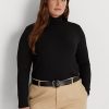 Schwarze Ralph Lauren Jersey-Rollkragenoberteile für Damen