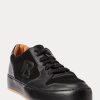 Schwarze Ralph Lauren Jinett Low-Top-Sneakers aus Wildleder und Leder für Damen