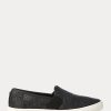 Schwarze Ralph Lauren Jinny Woven Slip-On-Sneakers für Damen