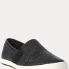 Schwarze Ralph Lauren Jinny Woven Slip-On-Sneakers für Damen