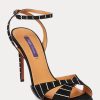 Schwarze Ralph Lauren Kandice Pumps aus Ziegenwildleder mit Verzierung für Damen