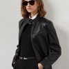 Schwarze Ralph Lauren Keven Lammfell-Bikerjacken für Damen