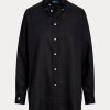 Schwarze Ralph Lauren Leinenhemden im Relaxed Fit für Damen