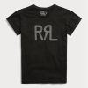 Schwarze Ralph Lauren Logo Baumwolljersey T-Shirts für Damen