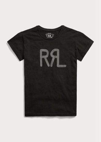 Schwarze Ralph Lauren Logo Baumwolljersey T-Shirts für Damen