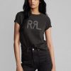 Schwarze Ralph Lauren Logo Baumwolljersey T-Shirts für Damen