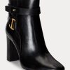 Schwarze Ralph Lauren Madelyn Stiefel aus brüniertem Leder für Damen