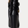 Schwarze Ralph Lauren Madelyn Stiefel aus brüniertem Leder für Damen