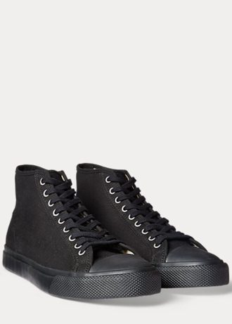 Schwarze Ralph Lauren Mayport Canvas-Sneakers für Damen