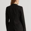 Schwarze Ralph Lauren Nadelstreifen-Blazer aus Leinenmischung-Twill für Damen