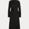 Schwarze Ralph Lauren Nadelstreifen-Doppelmantel für Damen