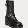 Schwarze Ralph Lauren Payge Vachetta-Lederstiefel für Damen