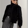 Schwarze Ralph Lauren Raygan Shearling-Bomberjacken für Damen