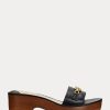 Schwarze Ralph Lauren Roxanne Sandalen aus Nappaleder für Damen