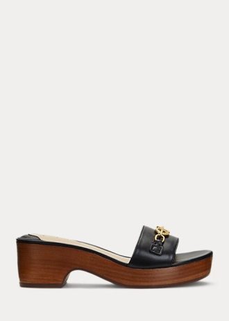 Schwarze Ralph Lauren Roxanne Sandalen aus Nappaleder für Damen