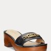 Schwarze Ralph Lauren Roxanne Sandalen aus Nappaleder für Damen