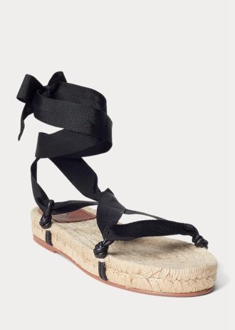 Schwarze Ralph Lauren Schnürsandalen für Damen