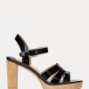 Schwarze Ralph Lauren Soffia Lackledersandalen für Damen