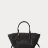 Schwarze Ralph Lauren Straw Small Daphney Tote Bags für Damen