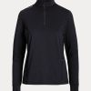 Schwarze Ralph Lauren Stretch-Jersey-Sweatshirts mit Viertelreißverschluss für Damen