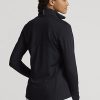 Schwarze Ralph Lauren Stretch-Jersey-Sweatshirts mit Viertelreißverschluss für Damen