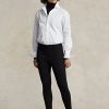 Schwarze Ralph Lauren Stretch-Ponte-Leggings mit Biesen und Steg für Damen