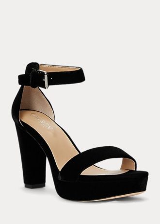 Schwarze Ralph Lauren Sylvia Samt-Pumps für Damen