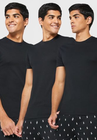 Schwarze Ralph Lauren T-Shirts mit Rundhalsausschnitt im 3er-Pack für Herren