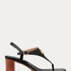 Schwarze Ralph Lauren Westcott II Sandalen aus getrommeltem Leder für Damen