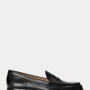 Schwarze Ralph Lauren Wynnie Loafer aus brüniertem Leder für Damen