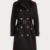 Schwarze Ralph Lauren Zweireihige Mäntel aus Baumwollmischung für Damen