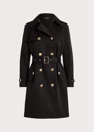 Schwarze Ralph Lauren Zweireihige Mäntel aus Baumwollmischung für Damen